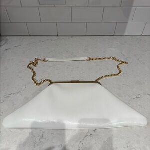 Chic White Clutch with Gold Chain